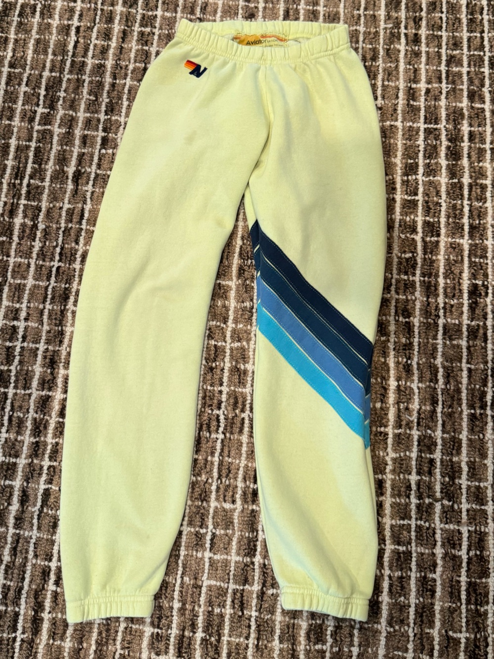 Aviator Nation neon sweats w blue stripe